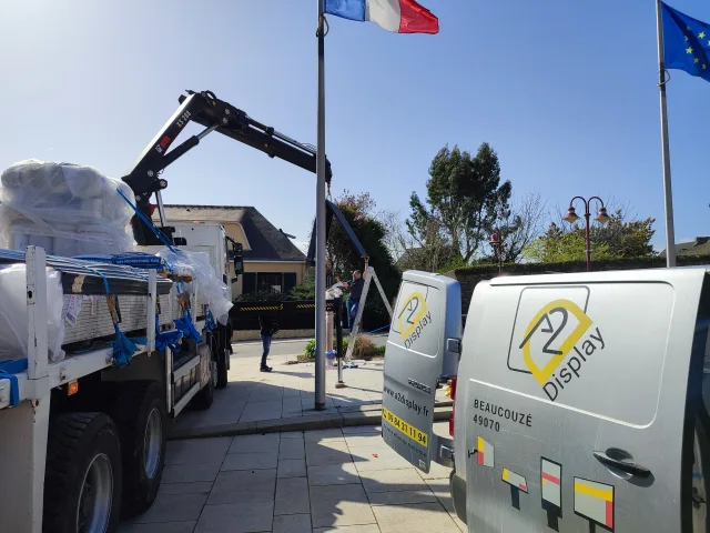 A2Display vehicles during an on-site installation.