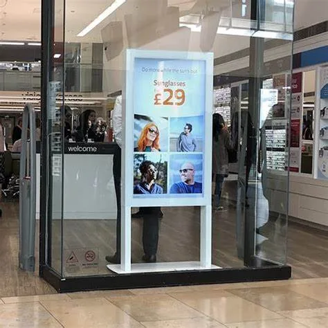 Écran d’affichage dans la vitrine d’un magasin.